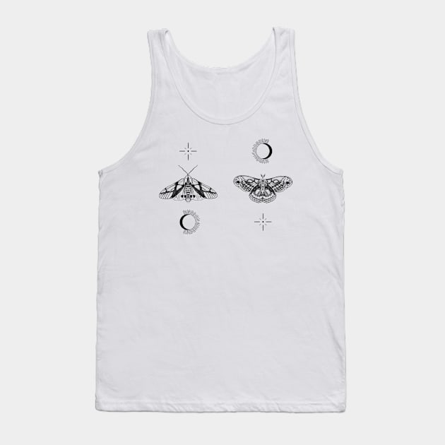 Moths with moon and sun Tank Top by MugDesignStore